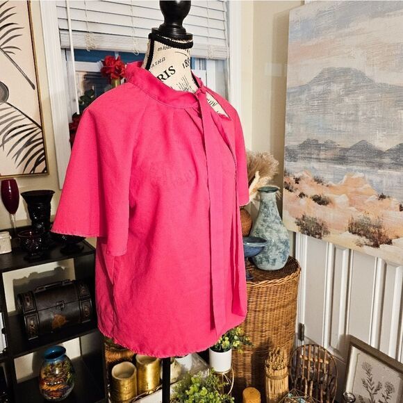 New Flutter Sleeve Bow Neck Secretary Style Blouse. - Picture 5 of 15